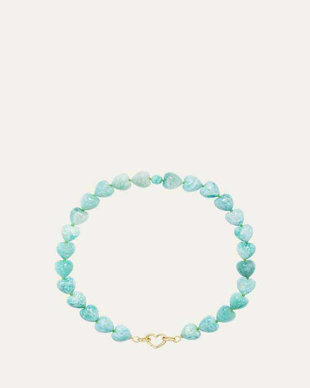 18K Amazonite Oversized Heart Beads Necklace